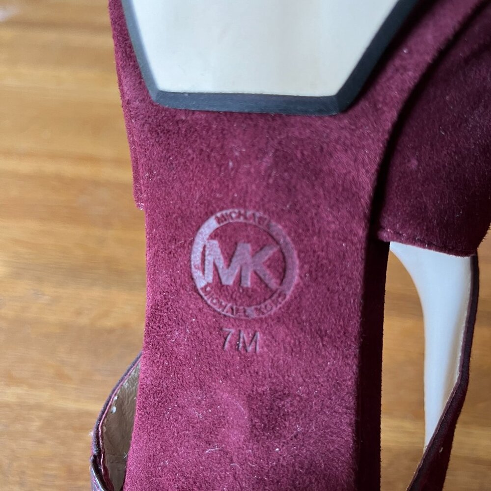 MICHAEL Michael Kors Burgundy Suede/Leather Heels, Never worn. Size 7 - Picture 11 of 12